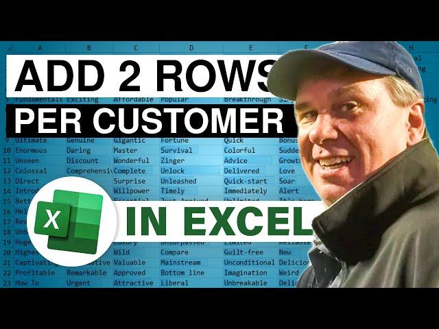 Excel Insert Ingenious: Insert 2 Rows After Each Change in Customer - Episode 2158