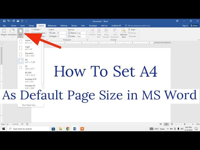 How to Set A4 as Default Page Size in MS Word | A4 as Default Page Size