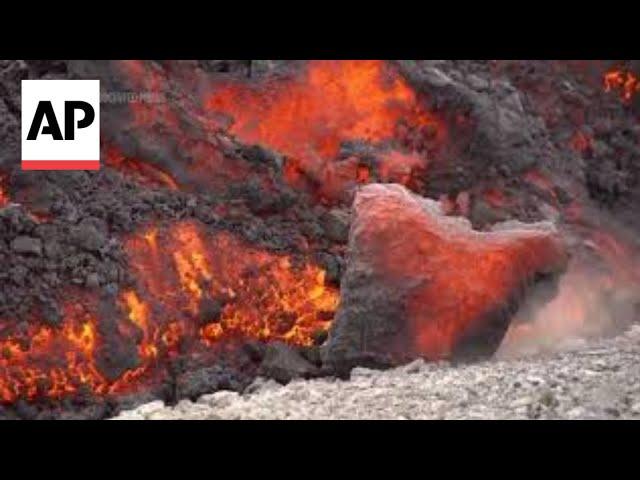 Lava is slowly advancing towards coastal town of Grindavik, Iceland