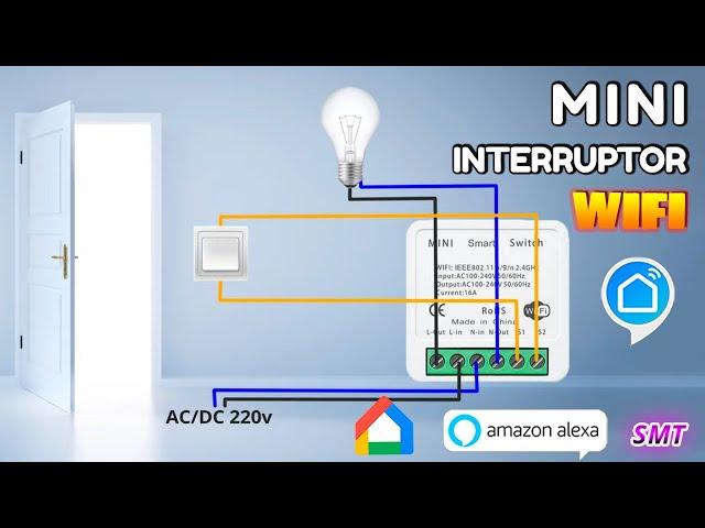 Mini interruptor WiFi compatible Tuya Smart Life con control remoto 