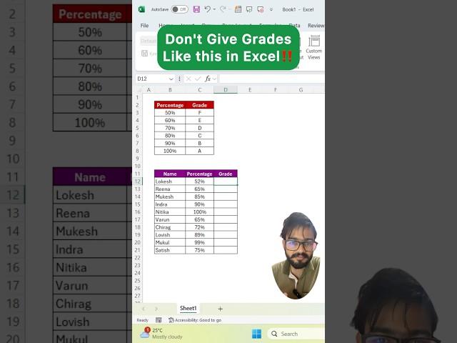 Don't Give Grades in Excel‼️Instead Use Amazing Hacks #excel #exceltips #shorts #exceltutorial