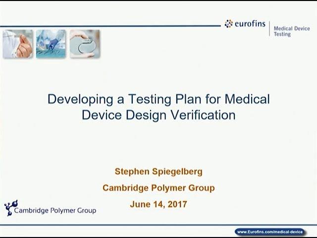 Developing a Testing Plan for Medical Device Design Verification