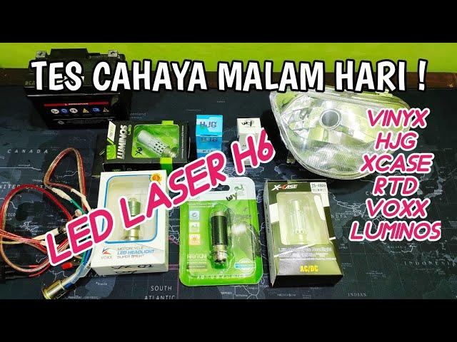 INILAH HASIL CAHAYA SOROT LED DEPAN H6 LASER MOTOR MALAM HARI.