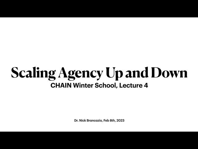 CHAIN Winter school 2023 Feb | Lecture 4: Scaling agency up and down (Brancazio)