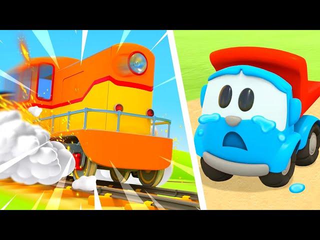 The train needs help! Leo the truck builds new street vehicles & objects. Funny cartoons for kids.