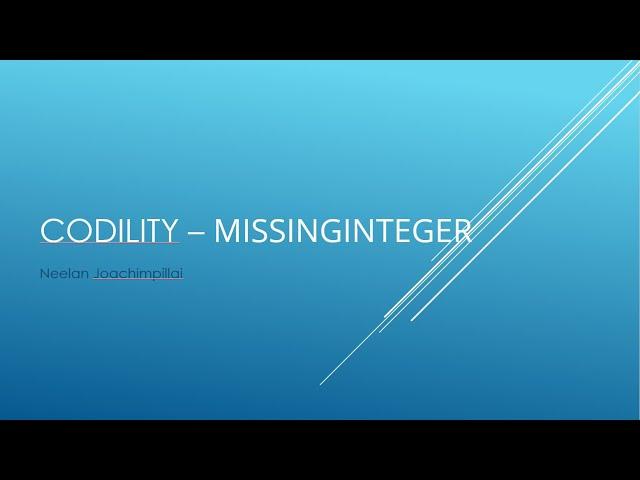 Codility - Missing Integer (JavaScript)