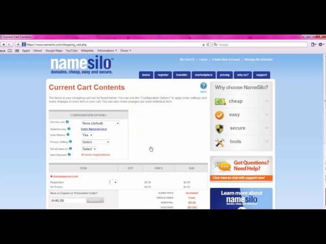 namesilo coupon code 2017