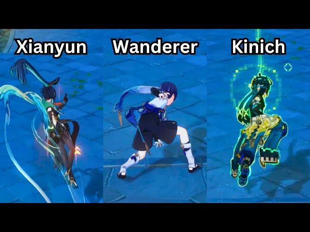 Kinich vs Wanderer vs Xianyun (Air + Ground Exploration Speed)