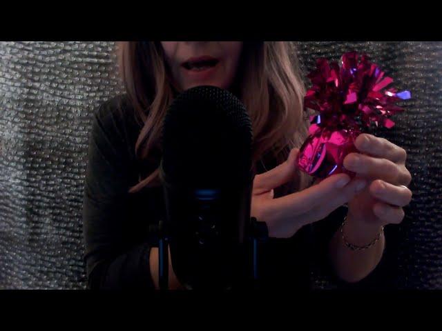 ASMR whisper, tingles, gloves, beads, cane box, soft scrunchy tinsel, gentle oracle shuffle message