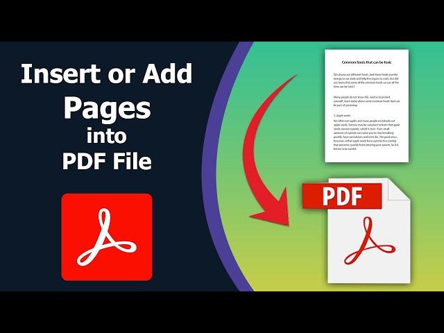 How to add a page to an existing PDF File using adobe acrobat pro dc | Insert pages into a PDF File