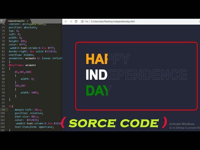 Happy Independence day | Text animation html css