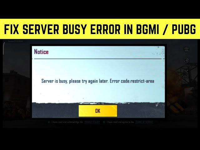 Bgmi server is busy error | Bgmi Restrict Area Problem | How to Fix Server Busy Problem in #bgmi