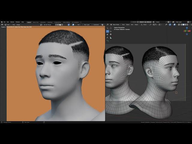 BuZZ cut Hairstyle in Blender Geometry Node Hair (Tutorial)