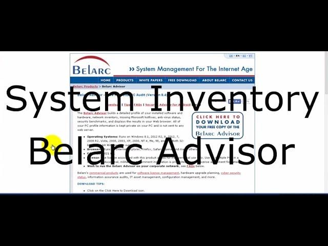 System Specs (Inventory) using Belarc Advisor