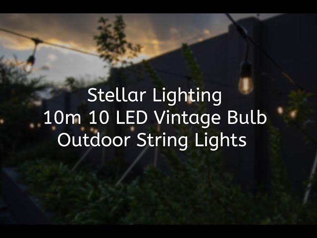 Stellar Lighting 10 LED Festoon Heavy Duty Vintage Bulb Outdoor Drop String Lights – 10m Warm White