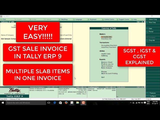 HOW TO CREATE GST SALES INVOICE IN TALLY ERP9 AND HOW TO CREATE MULTIPLE SLAB ITEMS IN ONE INVOICE