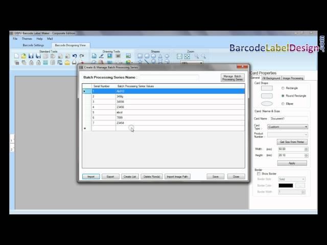 How to generate multiple barcode labels using Batch Processing Series and Excel file feature