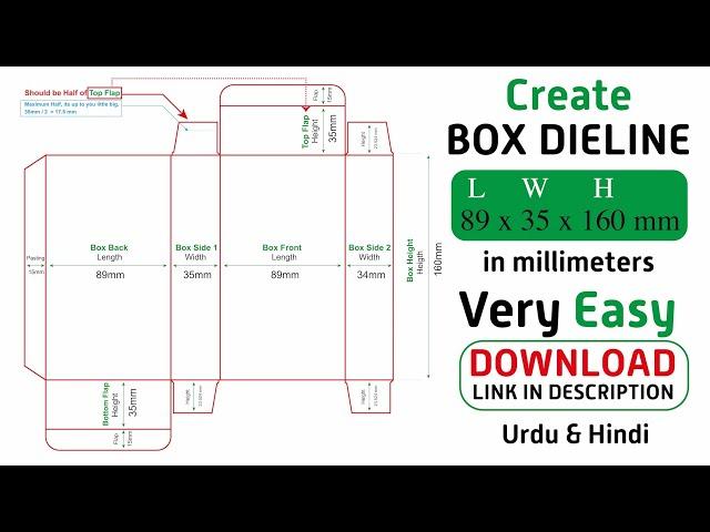 How to Make Box Dieline & Keyline - Carton Packaging - Urdu & Hindi