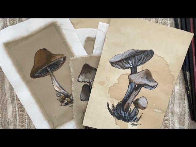 How to paint a mushroom on paper with acrylic paint.