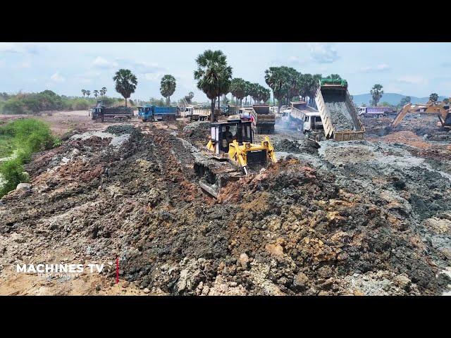 EP8 Great Potential Backfill Process Power Bulldozer KOMATSU D60P and D60Px 15ton Hino Fuso Hyundai