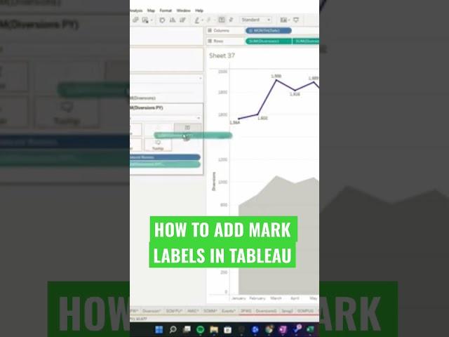 How to add mark labels to a chart in tableau