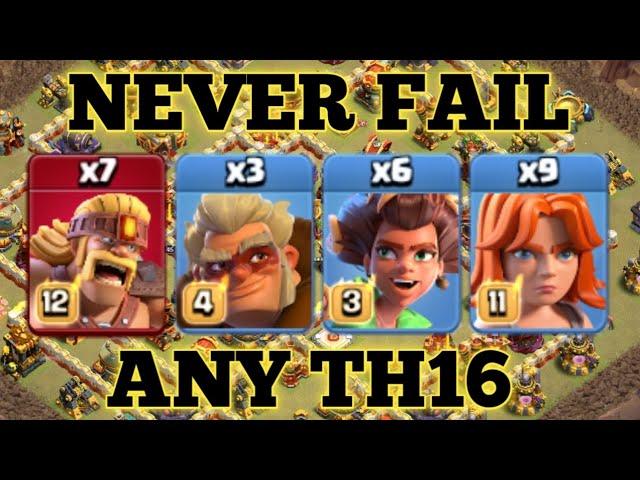 NEW TH16 ATTACK STRATEGY! SUPER BARBARIAN DRUID WITH ROOT RIDER VALKYRIE ATTACK STRATEGY