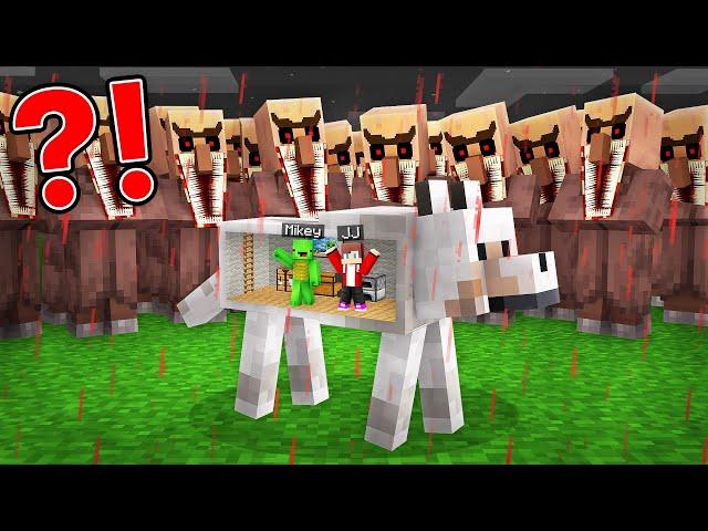 Scary Villagers Apocalypse vs. Mikey and JJ Doomsday Bunker in DOG in Minecraft (Maizen)