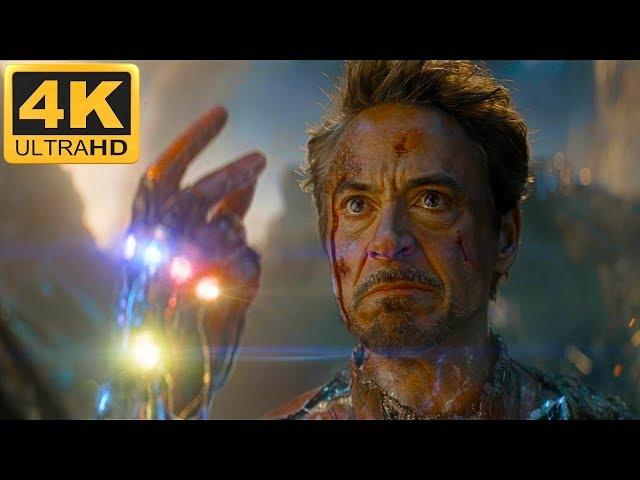 А я так просто... Железный Человек! Тони щёлкает пальцами. Мстители: финал (2019) 4k HDR