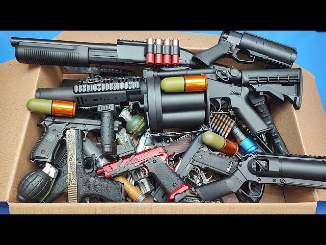 Airsoft grenade launcher ! Pump Shotgun Military Weapon & Equipment / Box of Toys !