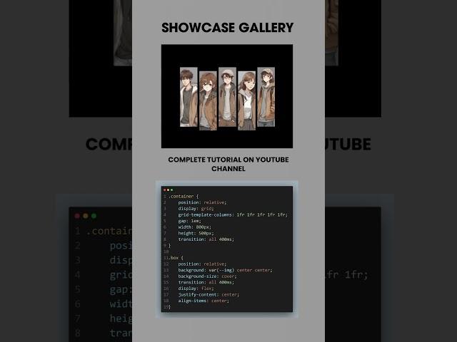 Showcase gallery with html & css #html #css #coding #programming