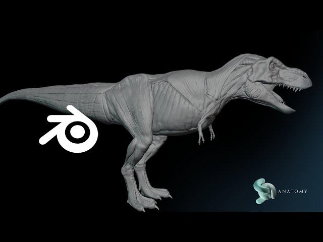 T-Rex Anatomy Sculpting In Blender (Complete Tutorial) - No Audio