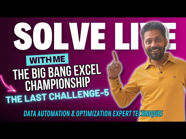 Solve LIVE with me:Challenge 5 |The BIG BANG EXCEL CHAMPIONSHIP| Dynamic Macro Creation & Automation