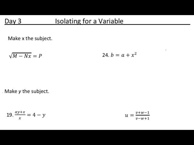 Isolating for a variable