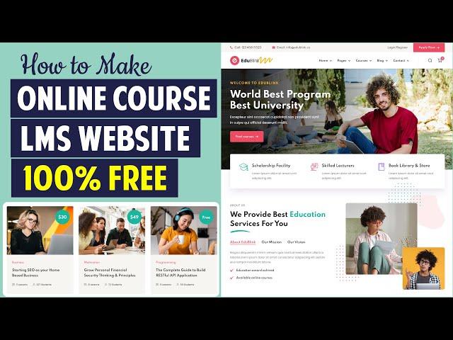 How to Make FREE Online Course, LMS, Educational Website like Udemy with WordPress 2024 - Tutor LMS