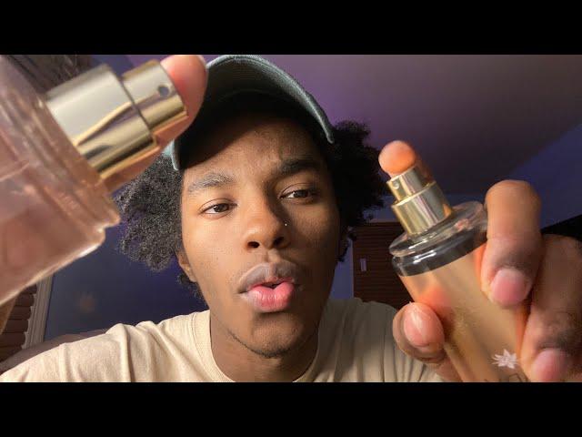 ASMR talking about my fragrances while i spray you (bottle triggers, cap sounds)