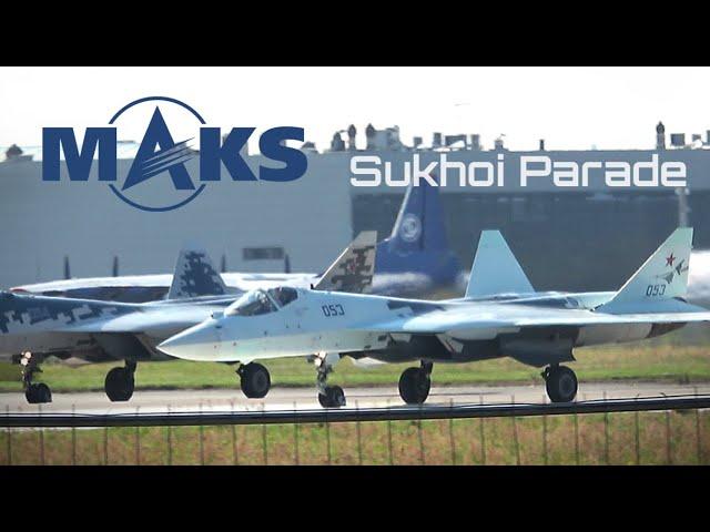 Su-34, Su-35, Su-57 ️ Sukhoi 'Air Parade' at MAKS Airshow!!