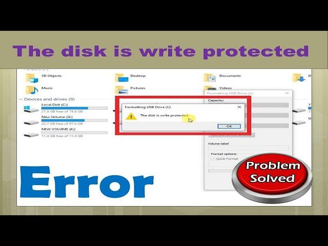 The Disk is write Protected. Formatting USB Drive.