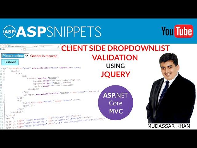 Client Side DropDownList validation using jQuery in ASP.Net Core MVC