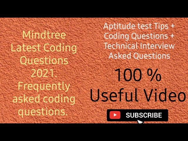 Mindtree Previous Year Asked Coding Questions | Frequently Asked Coding Questions in Mindtree Drive|