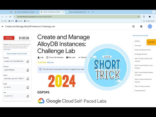 Create and Manage AlloyDB Instances: Challenge Lab | #qwiklabs | #GSP395 | [With Explanation️]