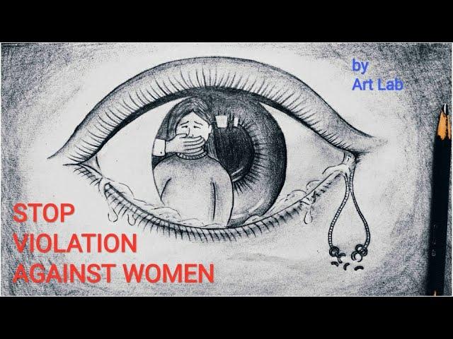 Save women stop rapes | Drawing sketch on STP RAPE step by step |pencil sketch || Art lab