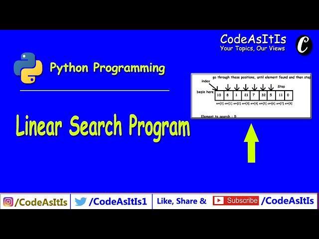 Python Tutorials - Linear Search | Sequential Search | Searching Key Element in List of Number