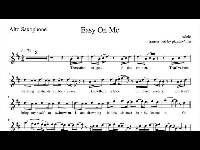 "Easy On Me" - Adele | Alto Sax Cover | Sheet Music | Lyrics