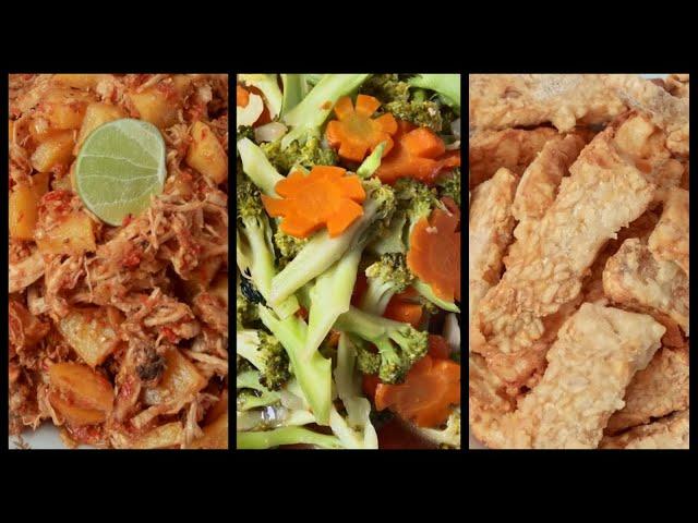 IDE MENU HARIAN 22 || AYAM SUWIR KENTANG , CAH BROKOLI WORTEL , TEMPE GORENG TEPUNG .