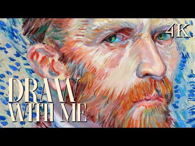 Master copy of Van Gogh's portrait in Oil pastel | 4K drawing process video, ASMR