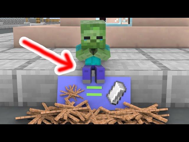 Monster School : Baby Zombie Is Extremely Starving - Sad Story - Minecraft Animation