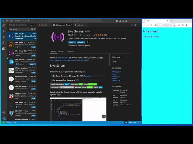 como EJECUTAR CSS en VISUAL STUDIO CODE 