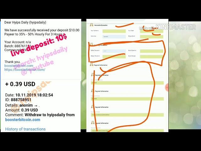 New 1$ hyip investment site boosterbitcoin.com, My Deposit: 10$, proof: 0.50$ - Hyips daily