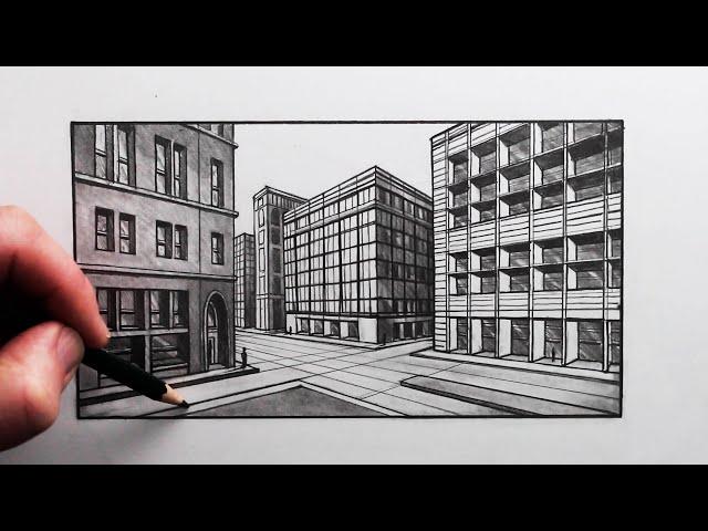 How to Draw Buildings using 2 Point Perspective: Narrated