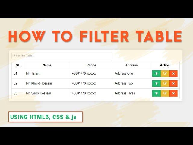 How to Filter HTML Table Using JavaScript | With Source Code